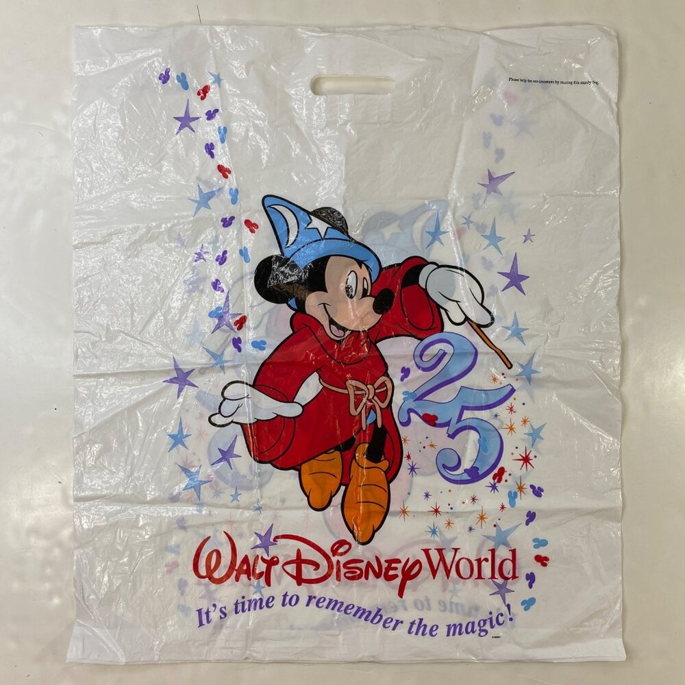 Walt Disney World 25th Anniversary Mickey Mouse Plastic Reusable Shopping Bag